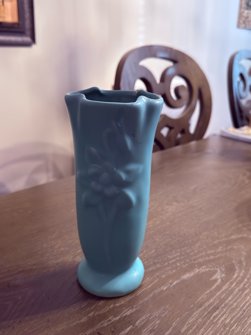 Van Briggle Teal Floral Bud Vase - Home Accents